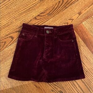 DL 1961 girls Jenny mini skirt in burgundy velvet sz 7
